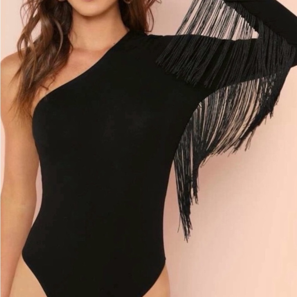Black fringe body suit size medium